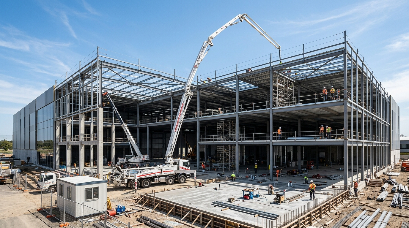 Commercial Concrete Pumping for Warehouses, High-Rise Buildings, and Large Slabs